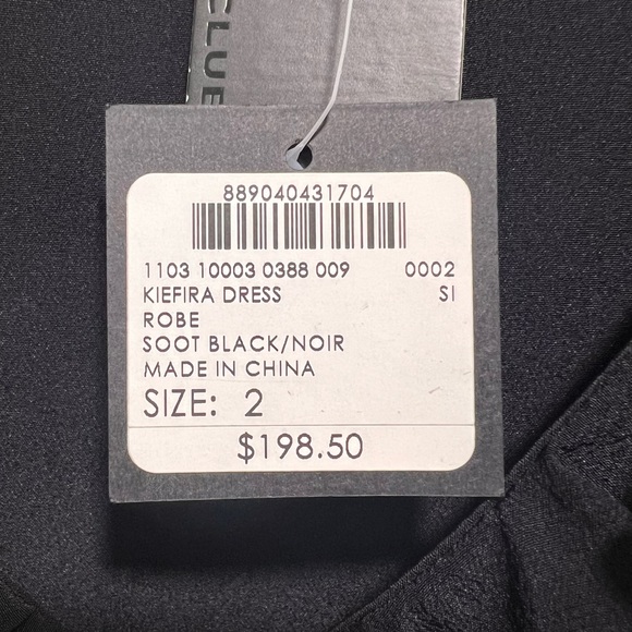 Club Monaco NWT Kiefira Mini Dress in Black, 100% Silk, Ruffles Side Ties, 2 - Picture 4 of 12